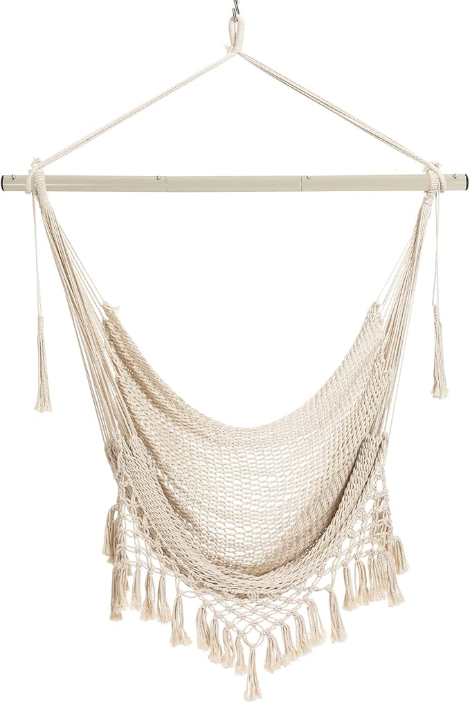 Hammock Chair，Max 330lbs, Large Hanging Chair, Soft Cotton Rope Swing Chair - Image 8