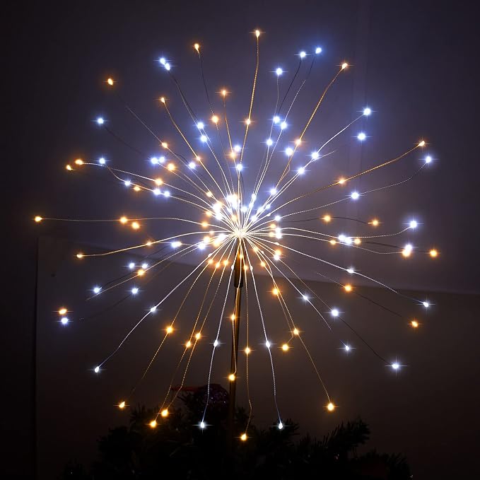 JJGoo Solar Firework Lights, 2 Pack 120 LEDs 2 Lighting Modes Solar Garden - Image 2