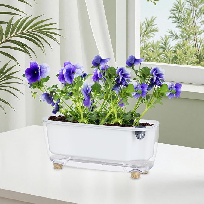 Self Watering Planter with Coco Coir Pellets, 11.8 Inch Plastic Rectangular - Image 9