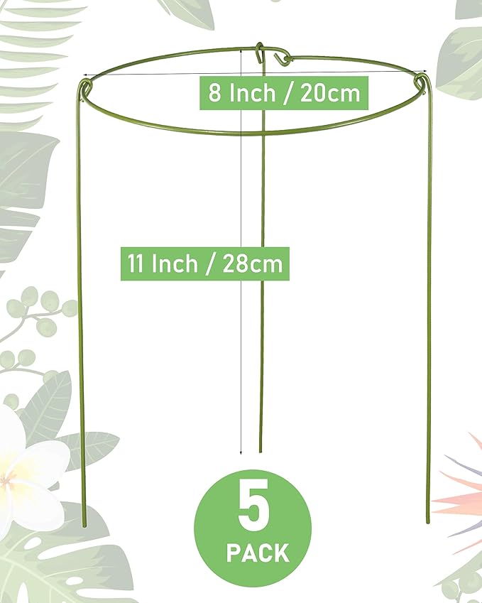 5 Pack Plant Support Stakes, Adjustable Plant Ring Cages - Image 6