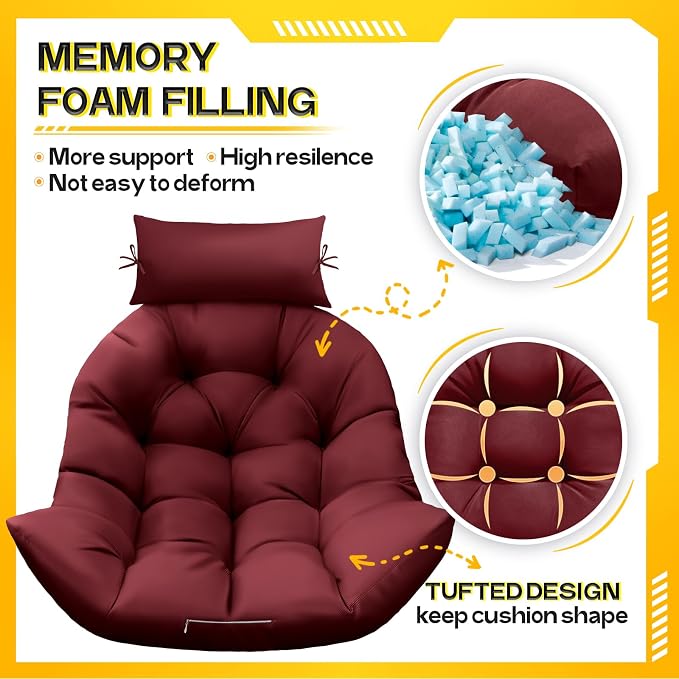 MAGIC ELEPHANT Egg Chair Cushion, Memory Foam Hanging Egg Chair Cushion - Image 2