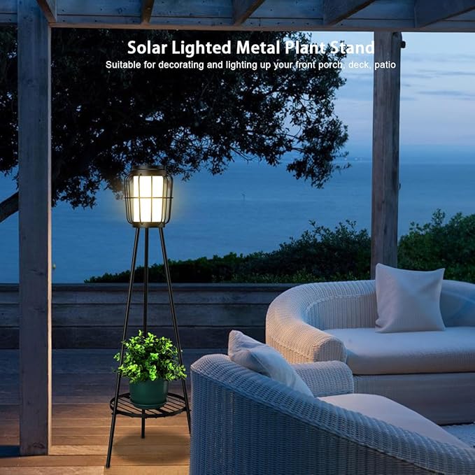 2 Pack Solar Lights with Plant Stand, Outdoor Floor Lamps, Waterproof Solar - Image 8