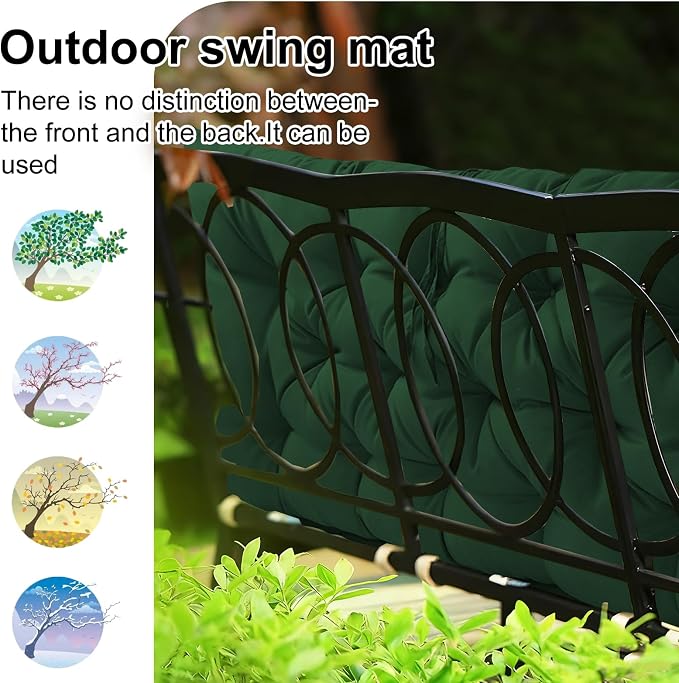 Waterproof Porch Swing Cushion Replacement, Thick 4" 2–3 Seat Outdoor Swing - Image 4