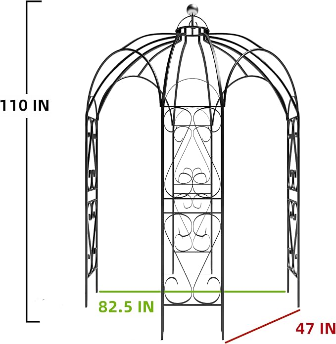 OUTOUR Versatile Oversized 9FT Iron Garden Gazebo Arbor Arbour Heavy Duty Metal - Image 5