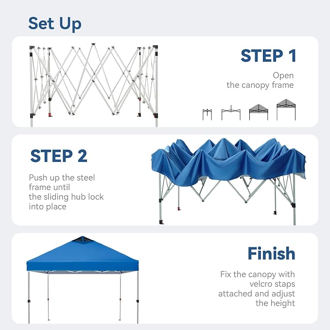PHI VILLA 10x10 Pop Up Canopy Tent Easy Outdoor Sun Shade - Image 6