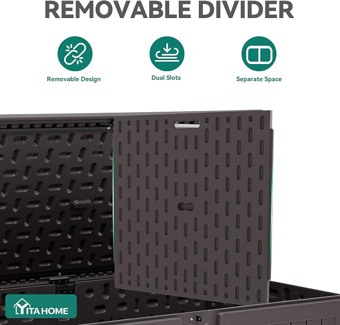 YITAHOME 220 Gallon Extra Large Deck Box, Double-Wall Resin Outdoor Storage Box - Image 3