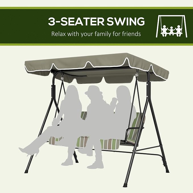 Outsunny 3-Seat Outdoor Patio Swing Chair - Image 5