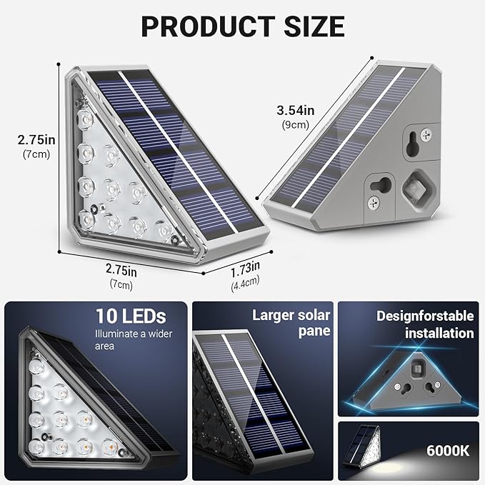 NIORSUN Solar Stair Lights Outdoor Waterproof IP67, 12 Pack Auto On/Off Solar - Image 2