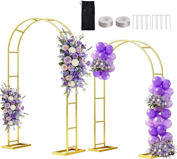 Arch Backdrop Stand 7.2FT, 6FT Set of 2, Metal Pergola Arbor Garden Arch Trellis by WellSign