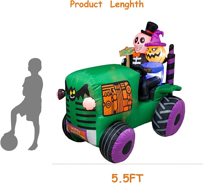 5.5Ft Long Halloween Inflatable Ghost Tractor Decoration - Image 3