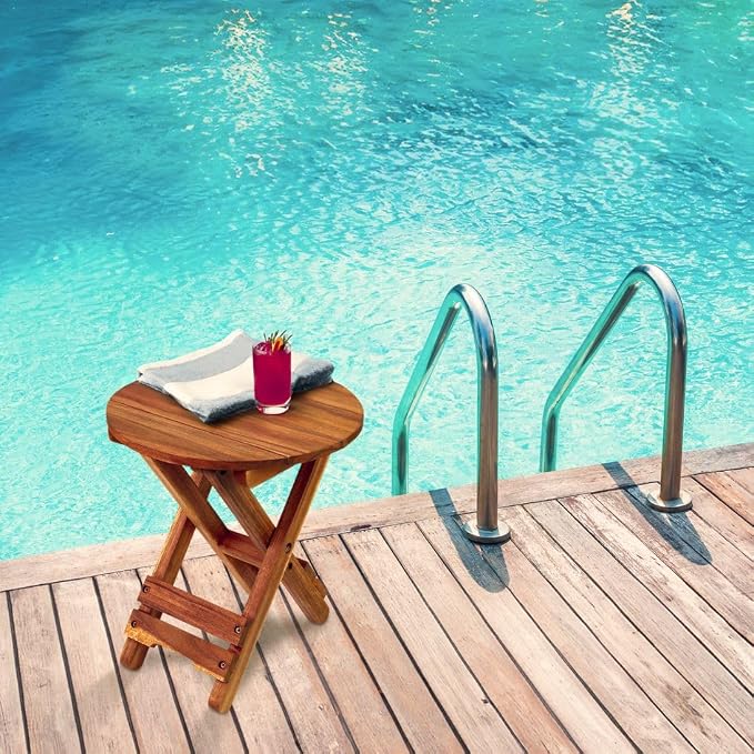 Small Patio Table, Outdoor Folding Side Table, Portable Side Table, Small Side - Image 9