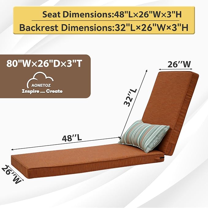 Outdoor Chaise Lounge Cushions, Olefin Lounge Cushion, Rainproof Color - Image 2