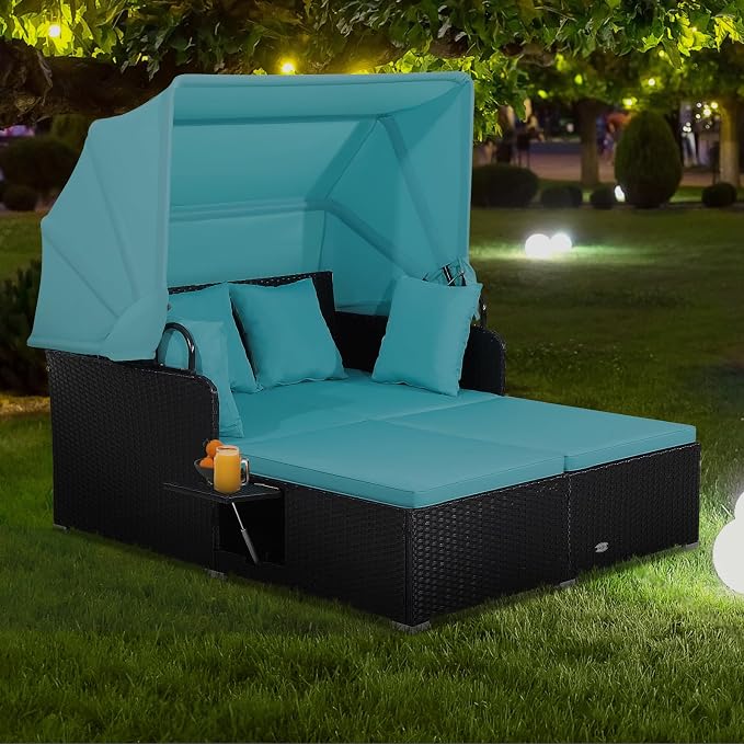 ORALNER Outdoor Daybed, 2-Person Wicker Patio Sofa - Image 2