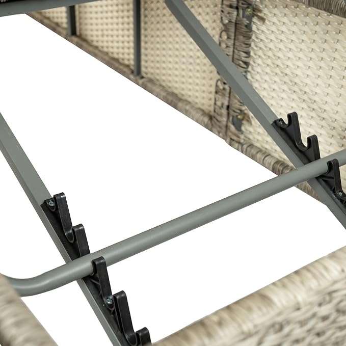 Patio Chaise Lounge, Four-sided Canopy, Overhead Curtain and Orange Cushion - Image 7
