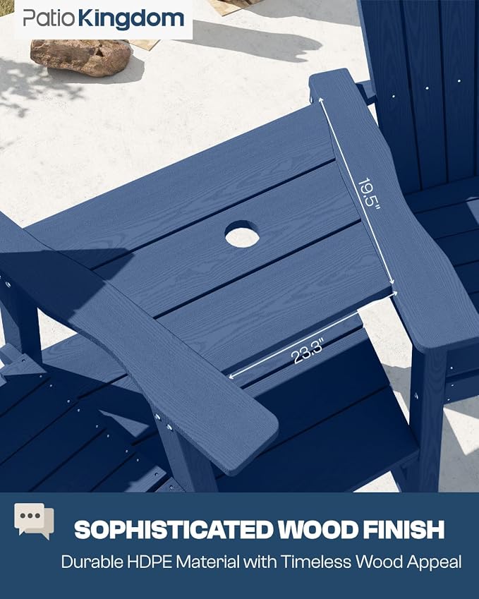 Navy Blue HDPE Tall Adirondack Chair Set of 2 - Image 5