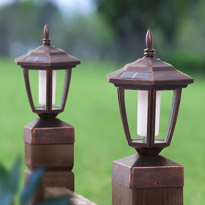 Dynaming 4 Pack Solar Flame Post Lights Outdoor, Solar Powered Lamps Fence Post - Image 7
