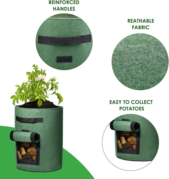 Delxo 10 Pack 10 Gallon Potato Grow Bags, Grow Bags - Image 2