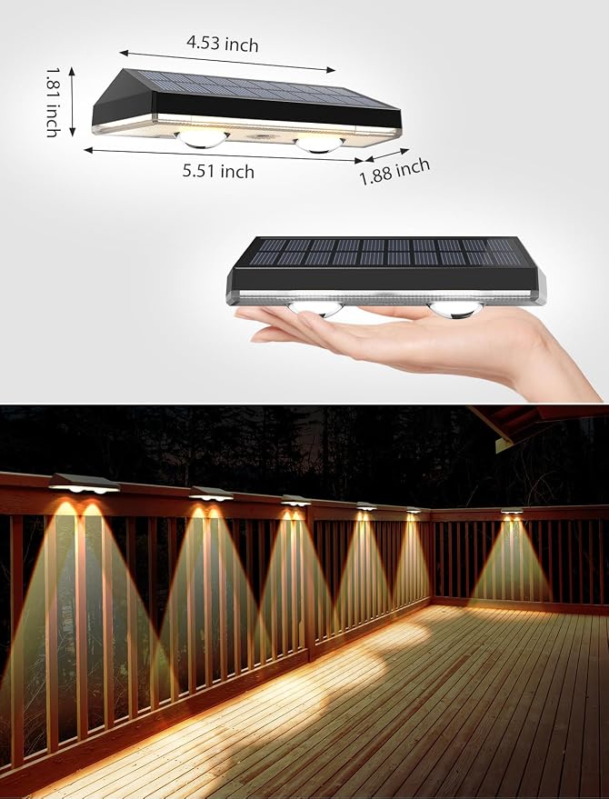 Solar Fence Lights Outdoor, 2700/4000/6000K 3 Modes Bright Lens LED Dusk to - Image 6