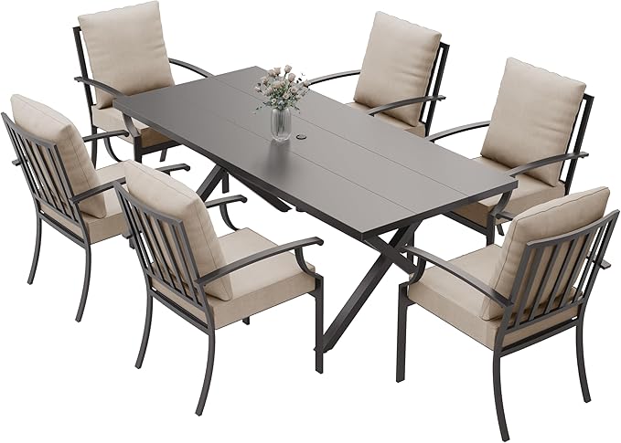 ALAULM 7-Piece Patio Dining Table and Chairs Outdoor Dining Set - Image 6
