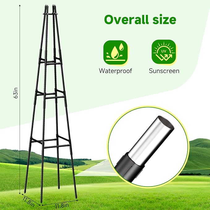 1 Pack Garden Obelisk Trellis for Climbing Plants Outdoor Indoor Pots, Plant - Image 3