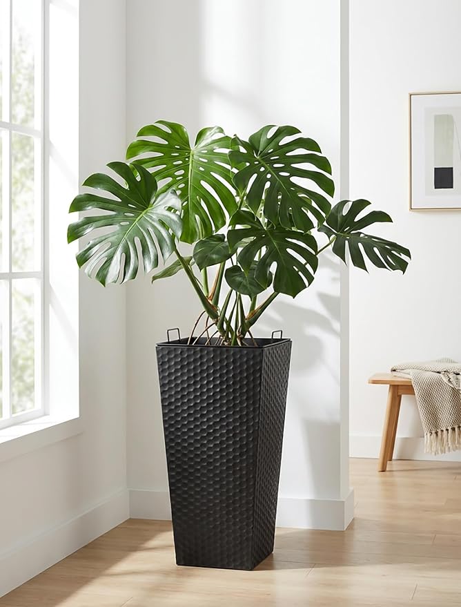 Sziqiqi Tall Planter for Indoor Outdoor: Set of 2 Large 21.6in Metal Taper - Image 7