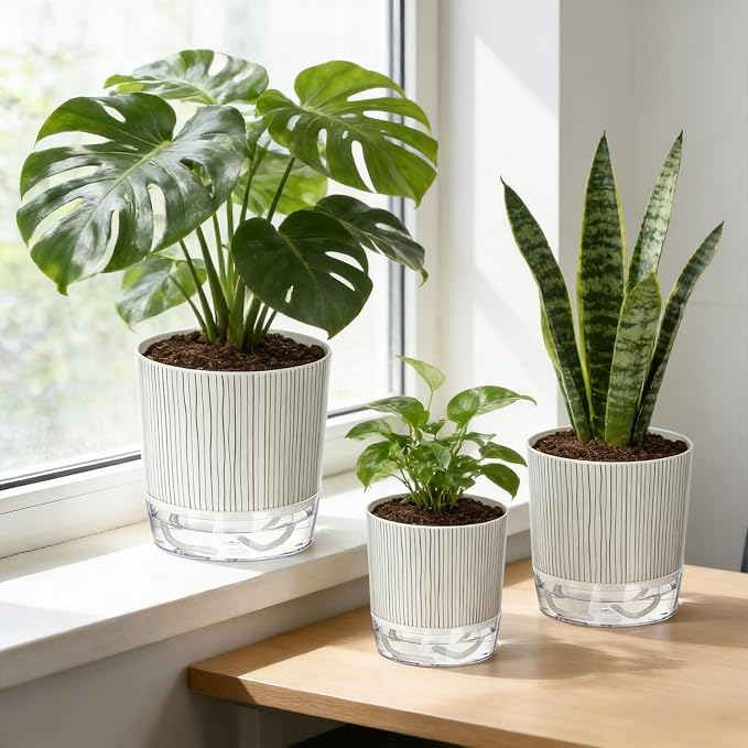 3 Pack Self Watering Pots for Indoor Plants, 4+5.5+6.3 Inch Self Watering Plant - Image 6