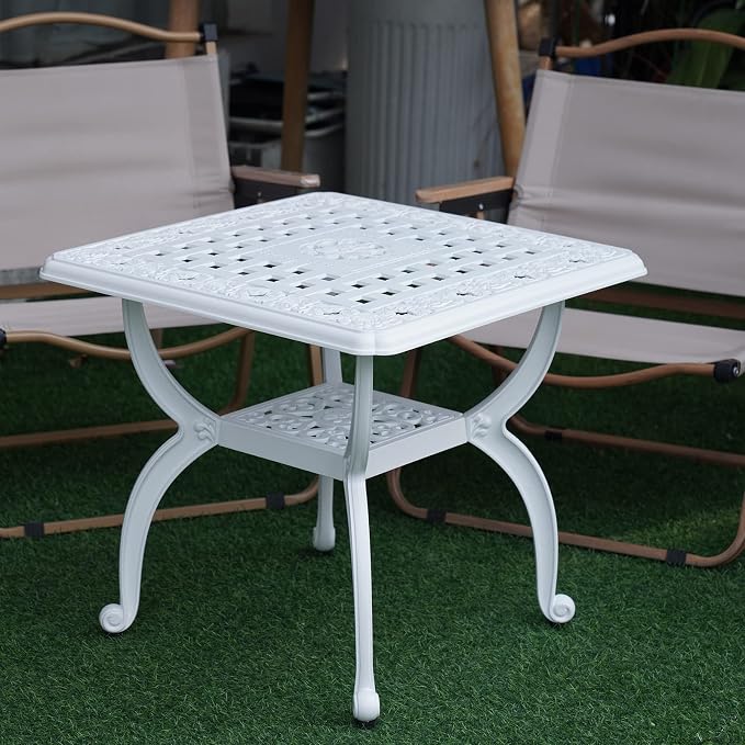 JARDIN DE CENTENNIAL Cast Aluminum Outdoor Side Table, Anti-Rust Outdoor End - Image 6