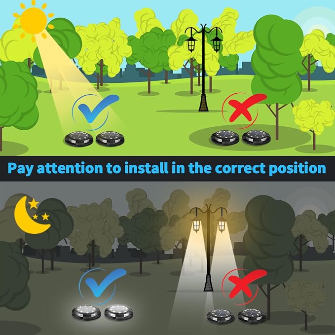 Solar Ground Lights Outdoor Waterproof, 8 Pack 12 LEDs Solar Garden Disk Lights - Image 9