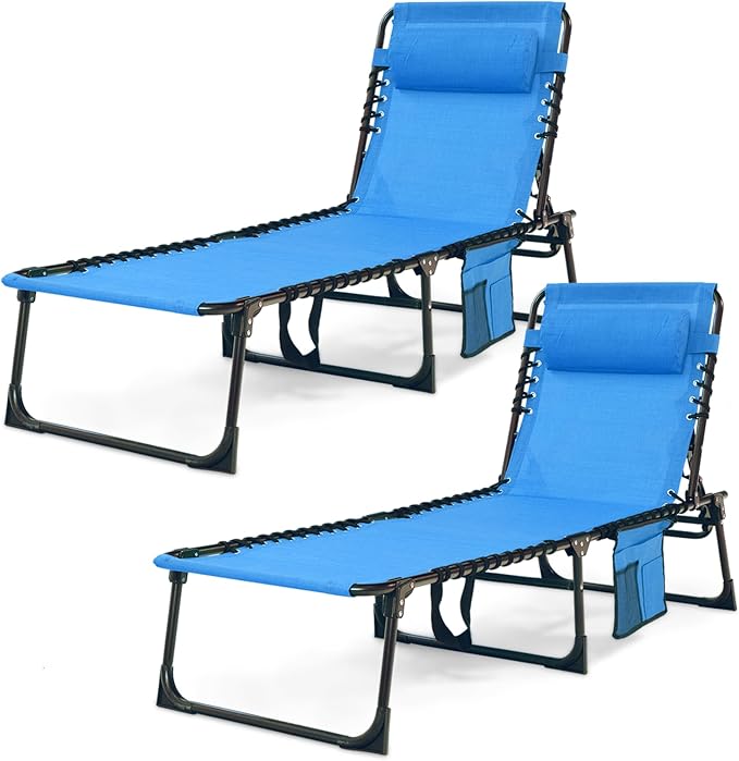 Folding Chaise Lounge Chair 2 Pack - 400lb Capacity by Unknown