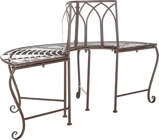 SAFAVIEH Outdoor Furniture Collection – Abia Rustic Brown Wrought Iron 50-Inch - Image 8
