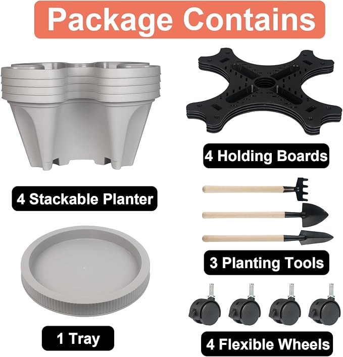 DUNCHATY Stackable Planter, Vertical Garden Planter - Image 8
