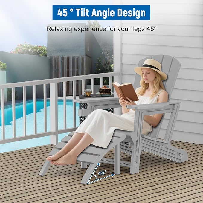 FONTOI Adirondack Ottoman, HDPE Plastic Adirondack Chair Footstool, All Weather - Image 2