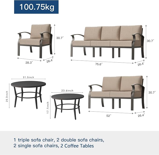 Kullavik Aluminum Patio Furniture Set - Image 4