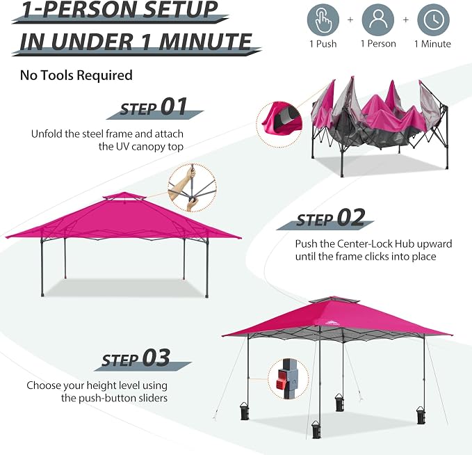 EAGLE PEAK 13x13 Straight Leg Pop Up Canopy Tent Instant Outdoor Canopy Easy - Image 2