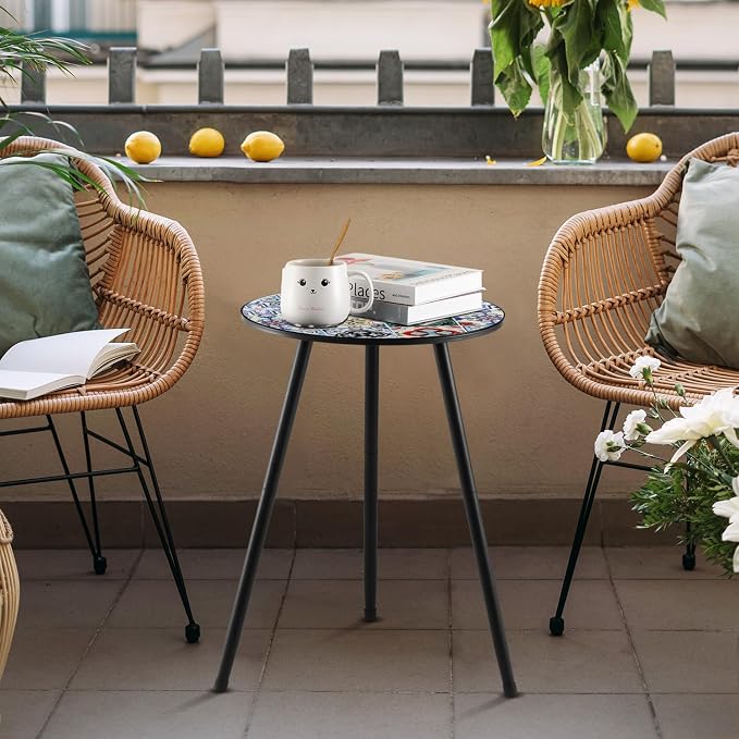 1 Pack Metal Outdoor Side Table Small Outside Round End Table - Image 8