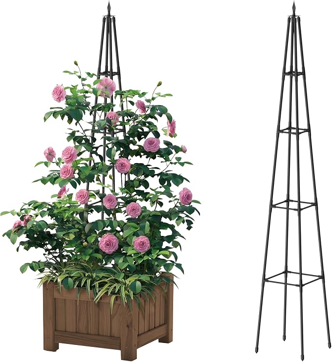 6FT Obelisk Trellis for Climbing Plants Outdoor, 16mm Rust-Proof Extra by HSUNDRIES