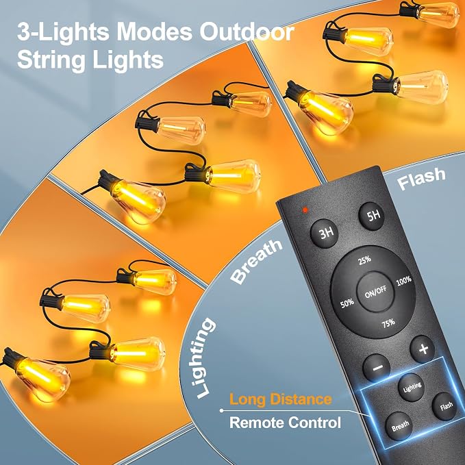 Outdoor String Led Patio Lights - 50Ft 15M Outside Waterproof Light - Image 2