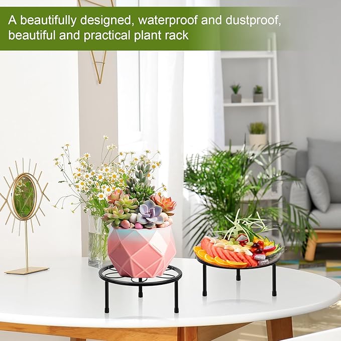 ESRICH 2 Pack 7.8" Metal Plant Stand Indoor, Rustproof Round Heavy Duty Flower - Image 5