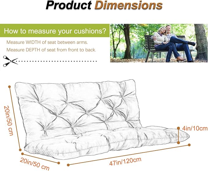 2-3 Seat Swing Replacement Cushion, Outdoor Bench Cushions - Image 5