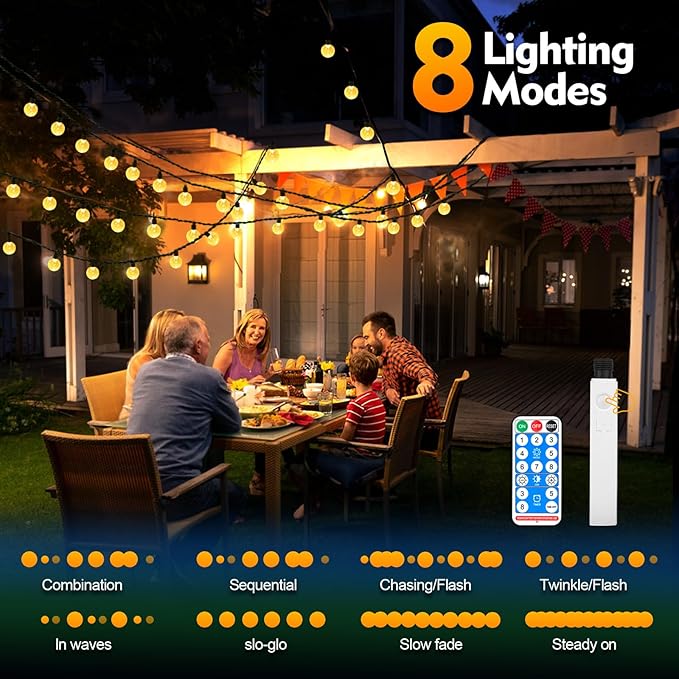 SMY Lighting 22FT*2 Rechargeable Battery Operated 50 LED Crystal Globe String - Image 5
