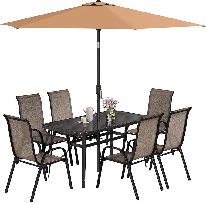 Outsunny 8 Pieces Patio Table and Chairs Set by Outsunny
