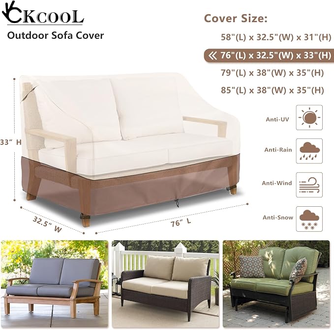 okcool Heavy Duty Patio Sofa Cover, 100% Waterproof 3-Seater Outdoor Sofa Cover - Image 2