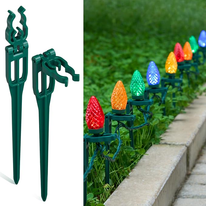 SURAIELEC 50 PCS Christmas Light Stakes, 9.5" Tall Stakes by SURAIELEC