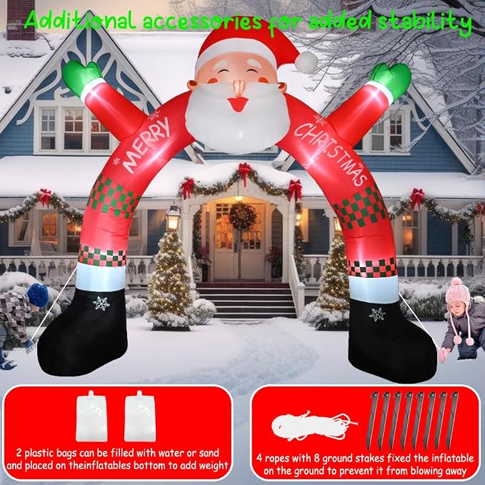 11 FT Christmas Inflatable Archway Decorations, Christmas Inflatable Santa - Image 3