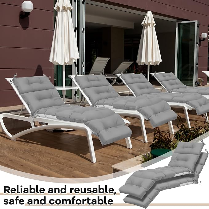Kigley 2 Pcs Chaise Lounge Cushions 75 x 22 x 5 Inches Soft Lounge Chair - Image 5