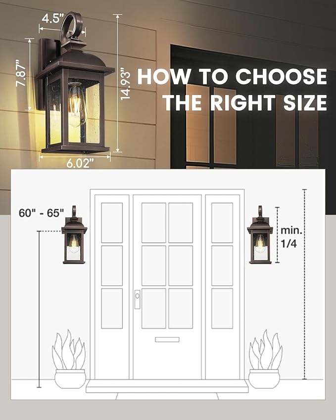 FEMILA 2-Pack Outdoor Wall Sconce Lights Oil Rubbed Bronze, - Image 2