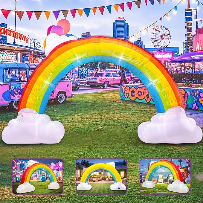 14FT St Patricks Day Inflatable Rainbow Arch, Inflatable Music Archway - Image 3