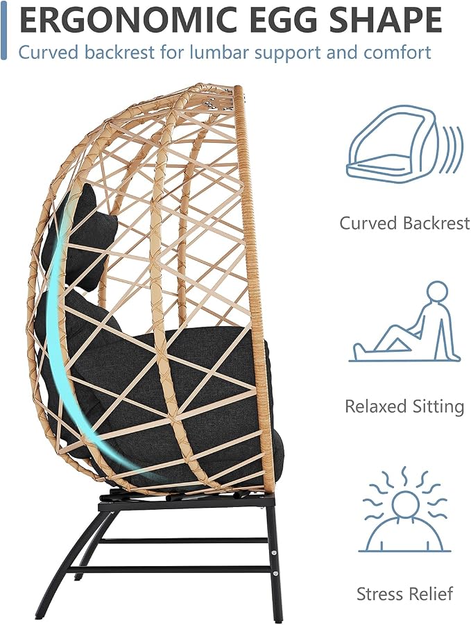 SWITTE Wicker Egg Chair Outdoor, Oversized Patio Lounge Chairs - Image 7