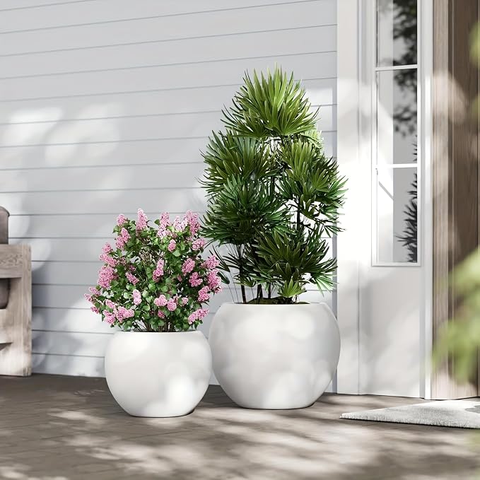 13.5 H x 17" Dia Round Fiberstone Planter - Image 7