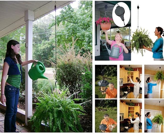 Pack Plant Hook Pulley, Retractable Plant Hanger Easy Reach Hanging Flower - Image 8